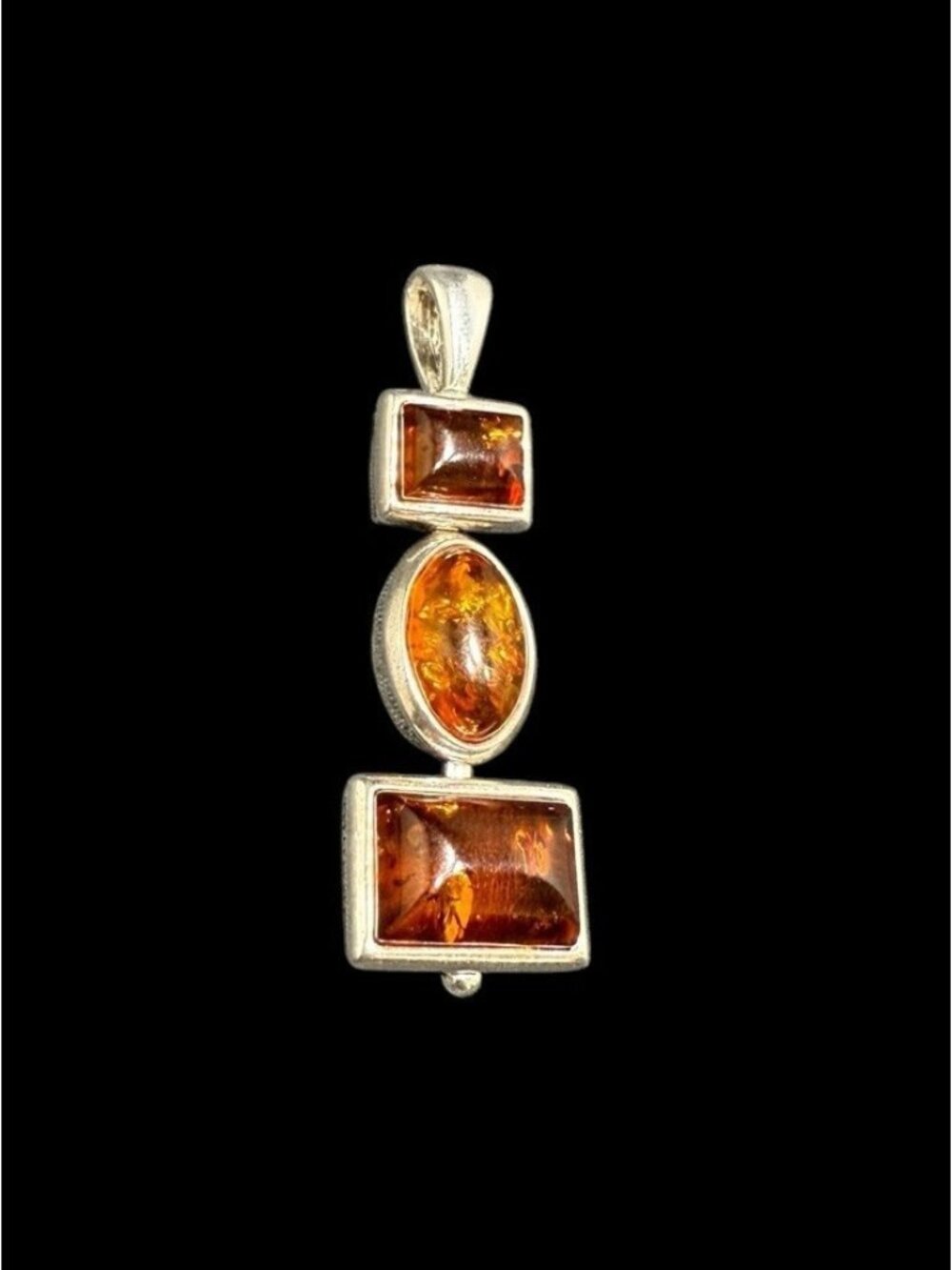 925 Baltic Amber Pendant Sterling Silver Dangle Geometric Gemstone